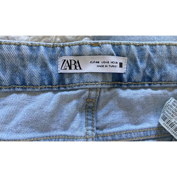 Zara Women's High Rise Mom Denim Jeans, tapered leg, light wash, size 8 - Picture 2 of 11